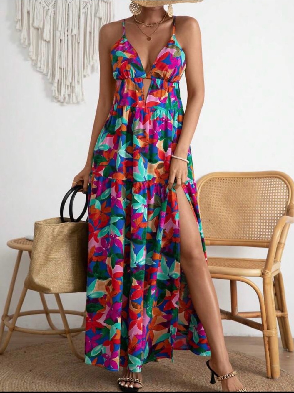 SHEIN Colorful Floral Maxi Dress | Boho Summer Beach Dress | Size 6 (M)